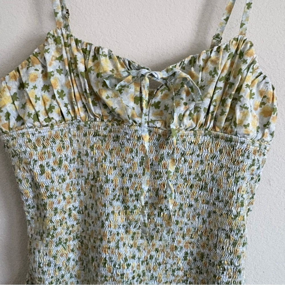 Free People Midi Floral Dress Baby Blue, Green and Yellow- size M - Picture 8 of 15